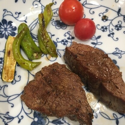 焼き加減をよく失敗してしまうのですが、今回は美味しくいただけました！
食べるのに夢中で…カットした写真を撮り損ねました(^^;;